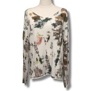 # Charlie B Watercolor Oversized Lightweight Pullover Sweater (L)